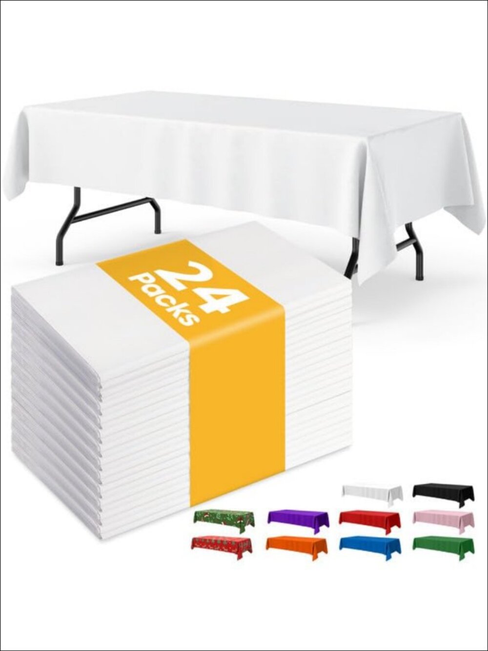 24 Pack Plastic Table Cloth 54x108 Rectangle Disposable Tablecloths 6FT Tables
